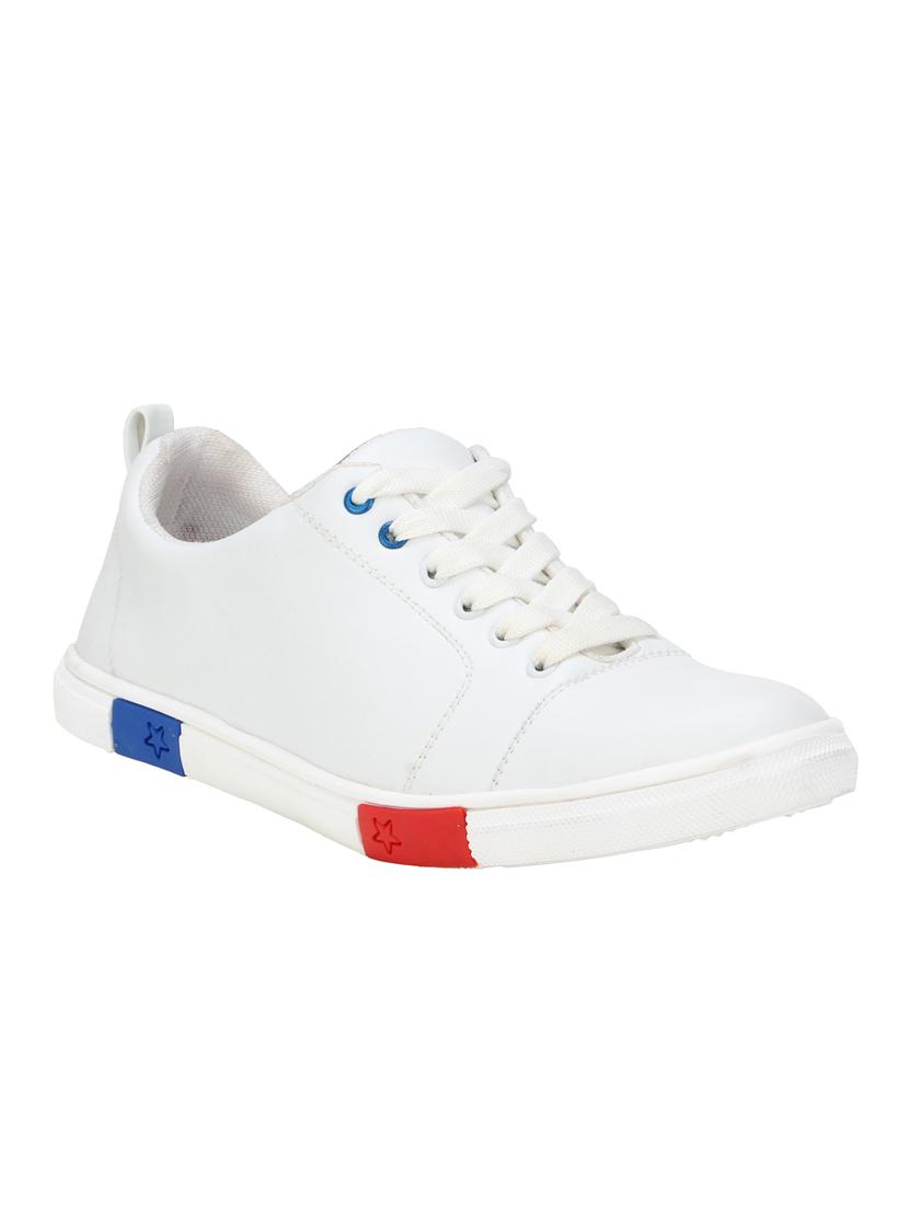 white leatherette lace up sneakers - 15679846 - Zoom Image - 2