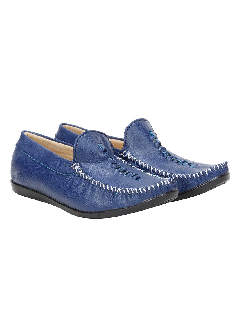 blue leatherette slip on loafers - 15679969 - Zoom Image - 2