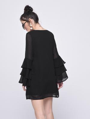 tiered bell sleeved dobby dress - 15692011 - Standard Image - 2