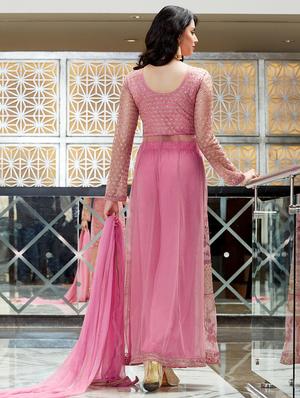 pink net kurtaskirt semistitched suit - 15692244 - Standard Image - 2
