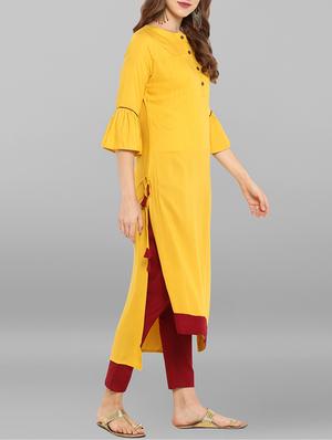 asymmetric solid kurta with pant set - 15692306 - Standard Image - 2