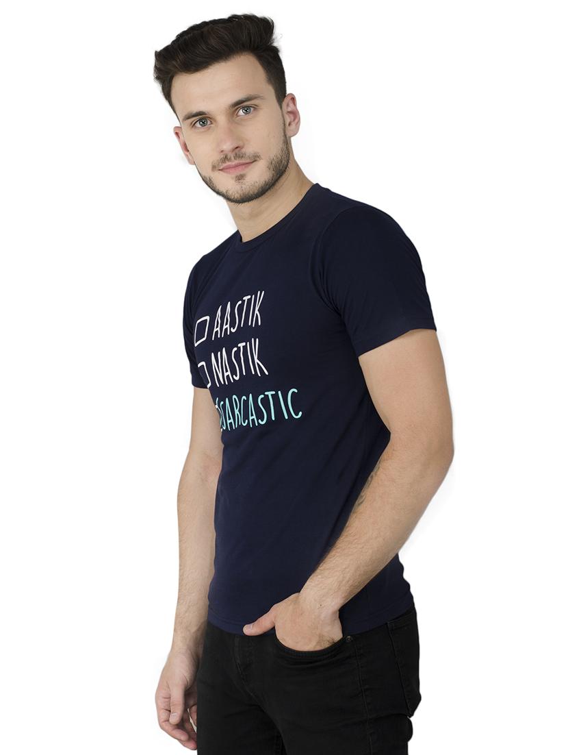 blue cotton chest print t-shirt - 15692509 - Zoom Image - 2