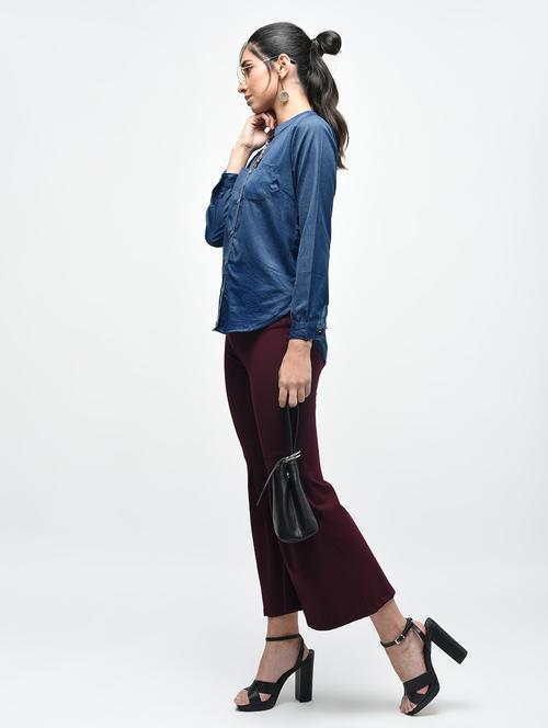 mandarin neck pocket patch shirt - 15692916 - Standard Image - 1