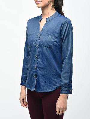 mandarin neck pocket patch shirt - 15692916 - Standard Image - 5