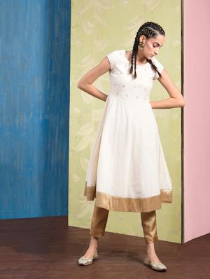 a-line embellished yoke hem detail kurta - 15692963 - Standard Image - 2