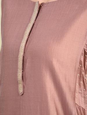 Coral gotta lace silk a-line kurta - 15693022 - Standard Image - 5