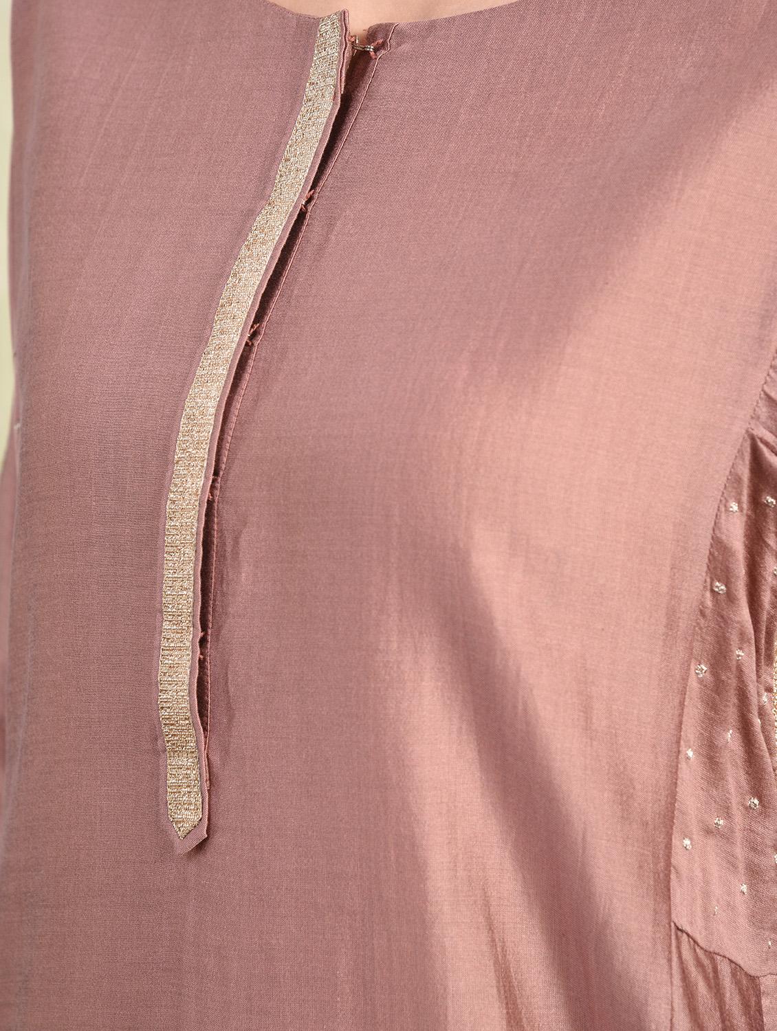 Coral gotta lace silk a-line kurta - 15693022 - Zoom Image - 5