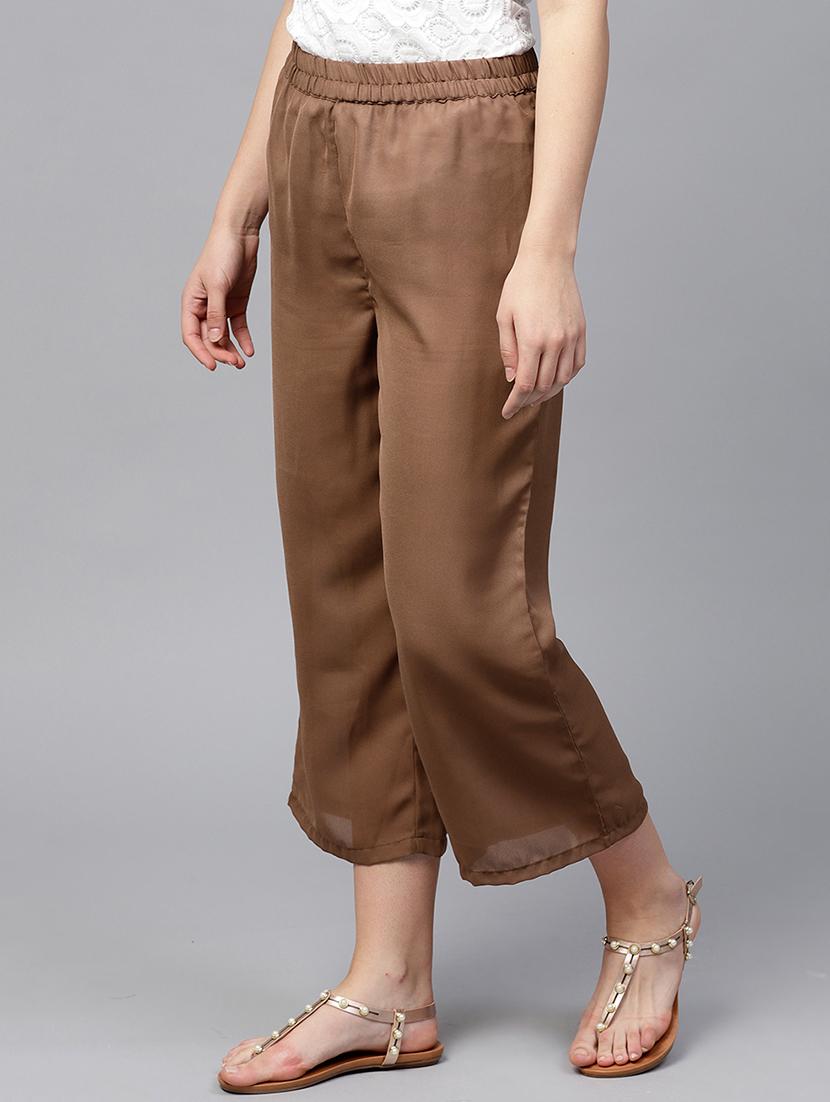 brown elasticated waist palazzo - 15693898 - Zoom Image - 2