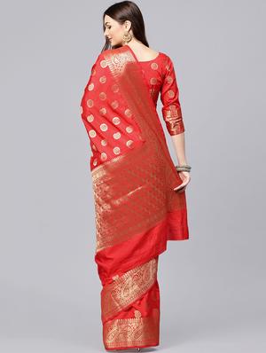 paisley zari motif banarasi saree with blouse - 15694883 - Standard Image - 2