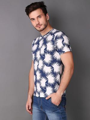navy blue cotton all over print t-shirt - 15695195 - Standard Image - 2