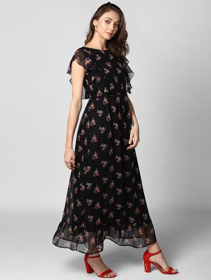 boat neck floral maxi dress - 15695668 - Standard Image - 2