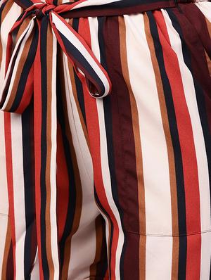 tie-knot frilled waist striped shorts - 15696052 - Standard Image - 5