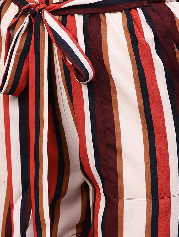 tie-knot frilled waist striped shorts - 15696052 - Zoom Image - 5