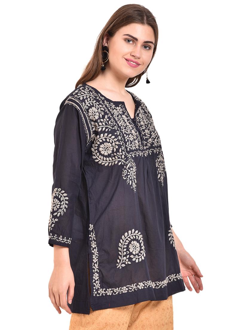 embroidered straight kurti - 15696109 - Zoom Image - 2