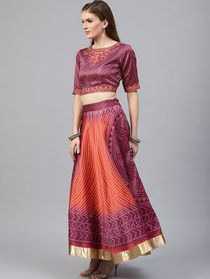 Embroidered bandhani printed lehenga - 15696206 - Standard Image - 2