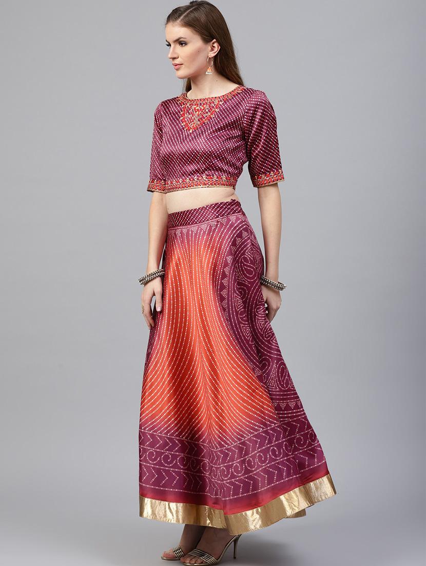 Embroidered bandhani printed lehenga - 15696206 - Zoom Image - 2
