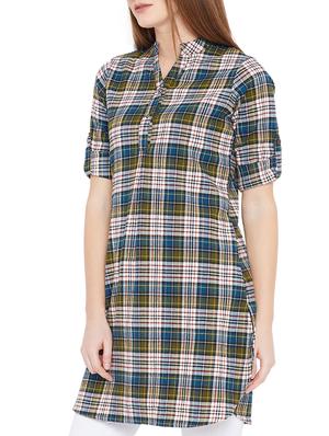 green cotton straight kurti - 15697385 - Standard Image - 2