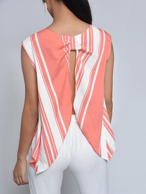 striped open back & tie top - 15697661 - Standard Image - 2