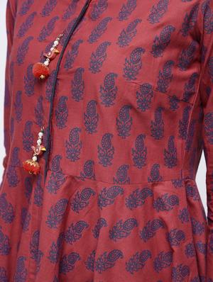 Flared printed kurta with tassels - 15697675 - Standard Image - 5
