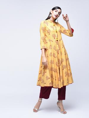 flared printed kurta with tassels - 15697676 - Standard Image - 2