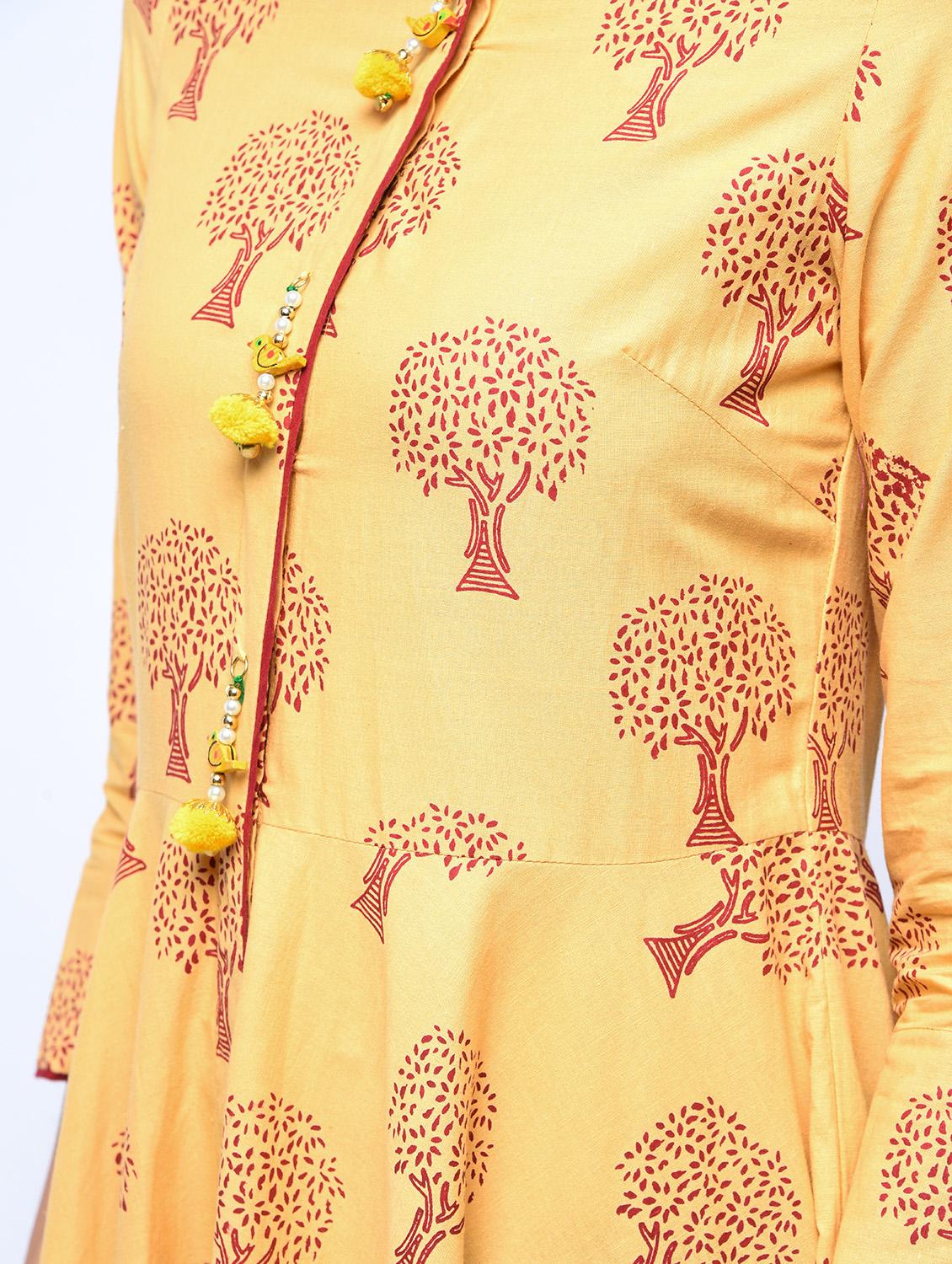 flared printed kurta with tassels - 15697676 - Zoom Image - 5