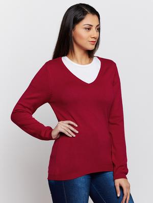 Raspberry red woolen pullover - 15697930 - Standard Image - 2
