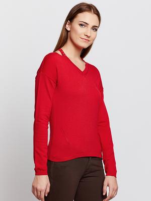 Cut work neck woolen pullover - 15697956 - Standard Image - 2