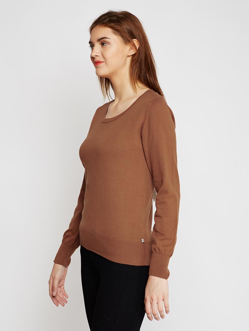 Walnut brown woolen pullover - 15698002 - Zoom Image - 2