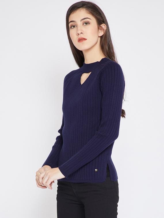 choker neck ribbed knit pullover - 15698036 - Zoom Image - 2