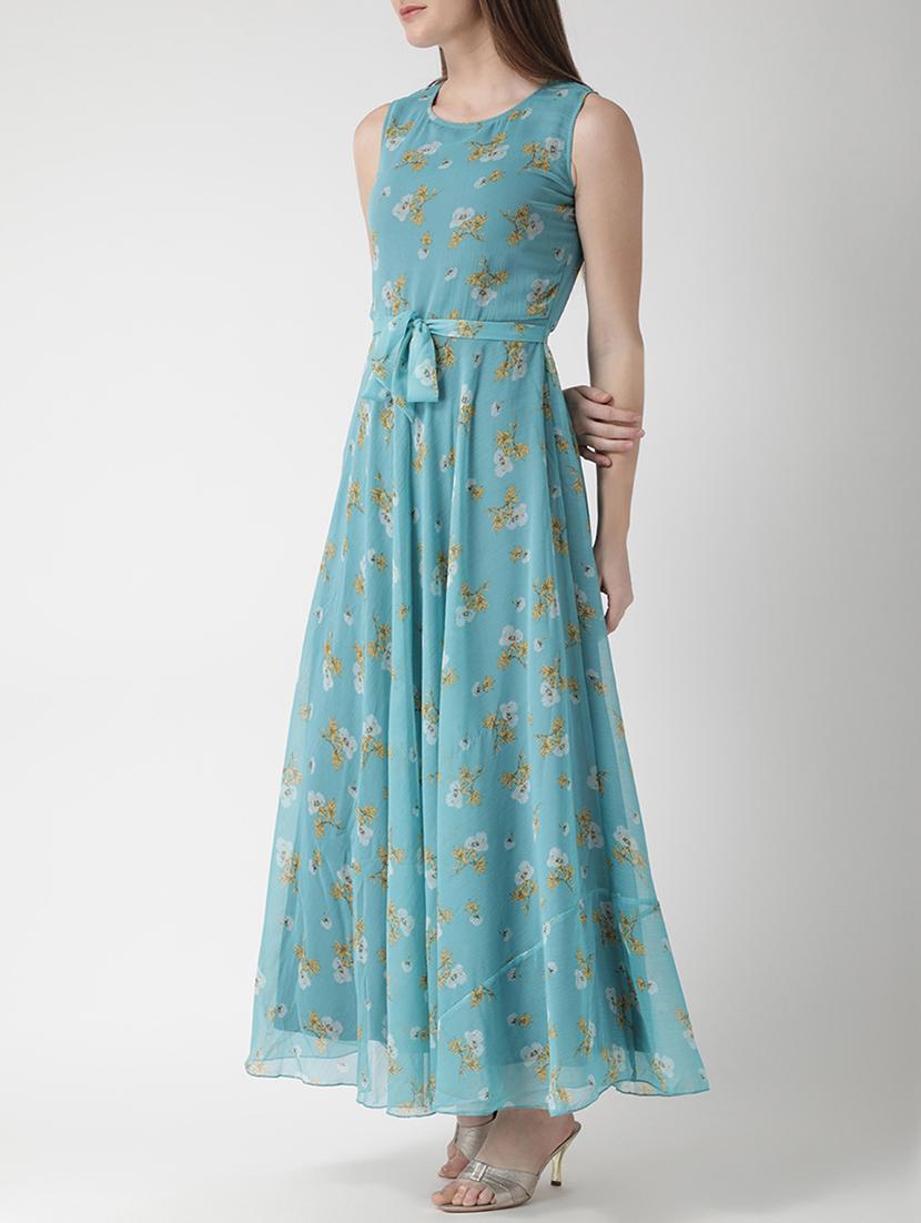 floral self tie belted maxi dress - 15698681 - Zoom Image - 2