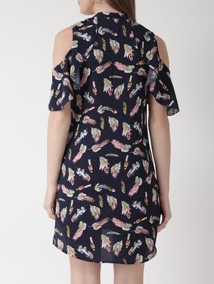cold shoulder button up dress - 15698691 - Standard Image - 2