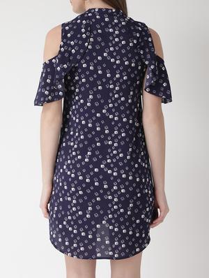 cold shoulder ruffle detail shirt dress - 15698692 - Standard Image - 2