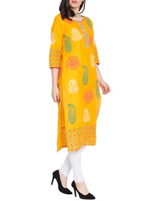 Block print straight kurta - 15699422 - Standard Image - 2