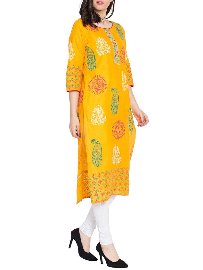 Block print straight kurta - 15699422 - Zoom Image - 2