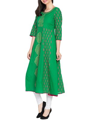 Block print a-line kurta - 15699424 - Standard Image - 2