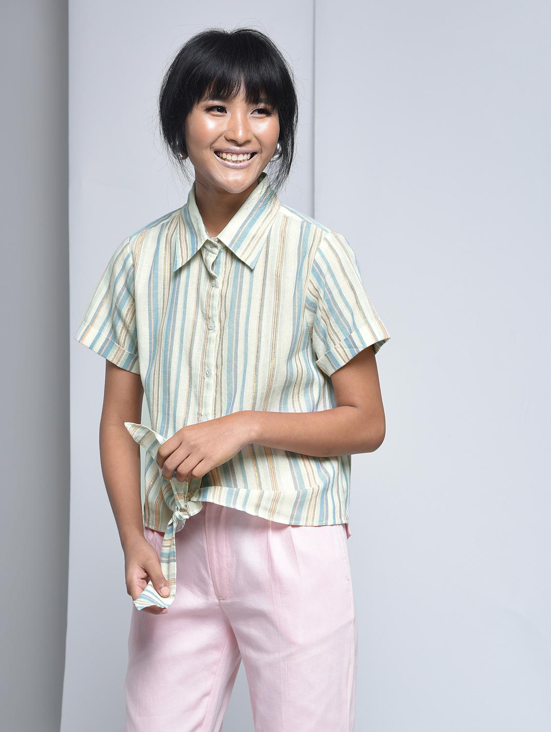 striped tie knot shirt - 15699744 - Zoom Image - 2