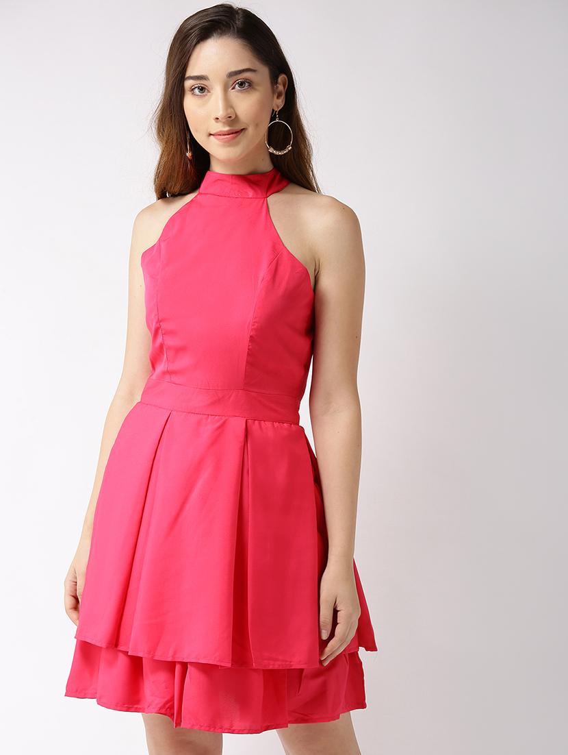 cut out back layered pleated dress - 15700085 - Zoom Image - 2