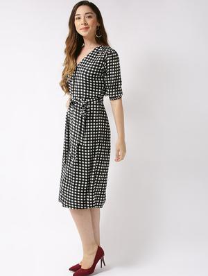 button up checkered a-line dress - 15700090 - Standard Image - 2