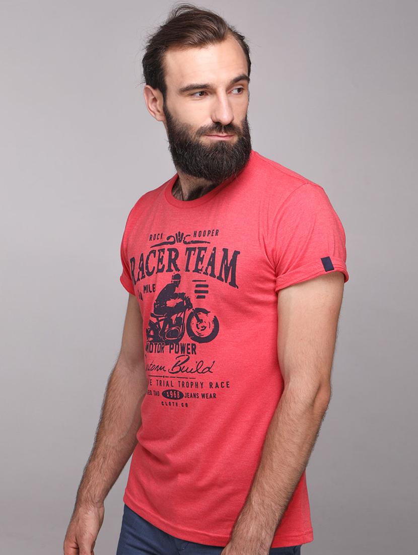 red cotton blend chest print t-shirt - 15700488 - Zoom Image - 2