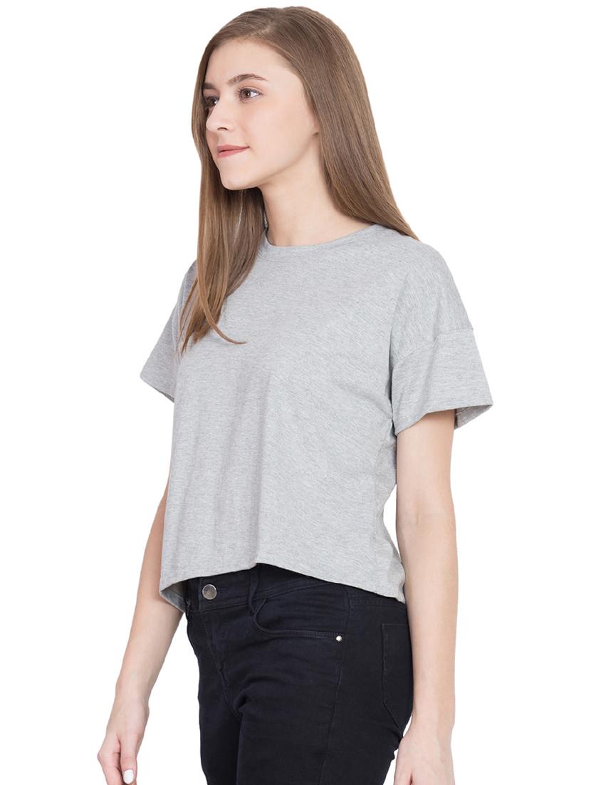 drop shoulder round neck tee - 15701184 - Zoom Image - 2