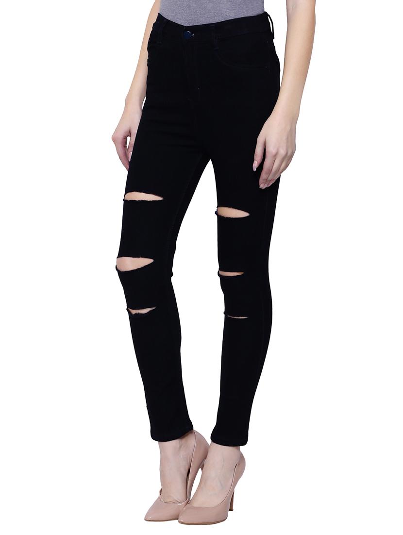 ladder ripped mid rise jeans - 15701244 - Zoom Image - 2