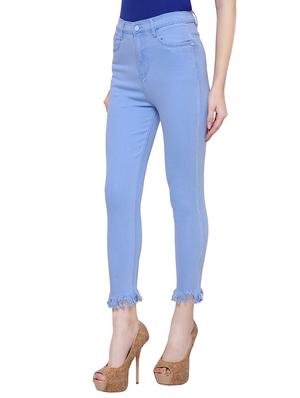 frayed hem mid rise jeans - 15701313 - Standard Image - 2