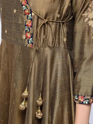 embroidered angrakha kurta - 15701754 - Standard Image - 5