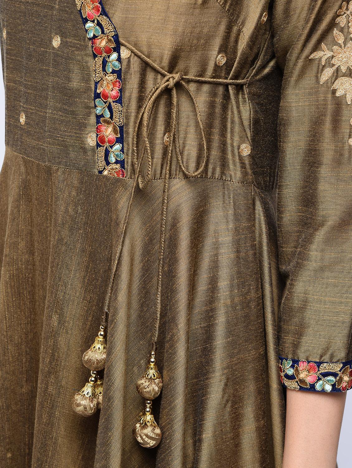 embroidered angrakha kurta - 15701754 - Zoom Image - 5