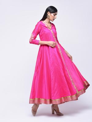 Gotta patti Embroidered angrakha kurta - 15701757 - Standard Image - 2