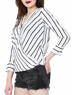 surplice striped blouson top - 15701763 - Standard Image - 2