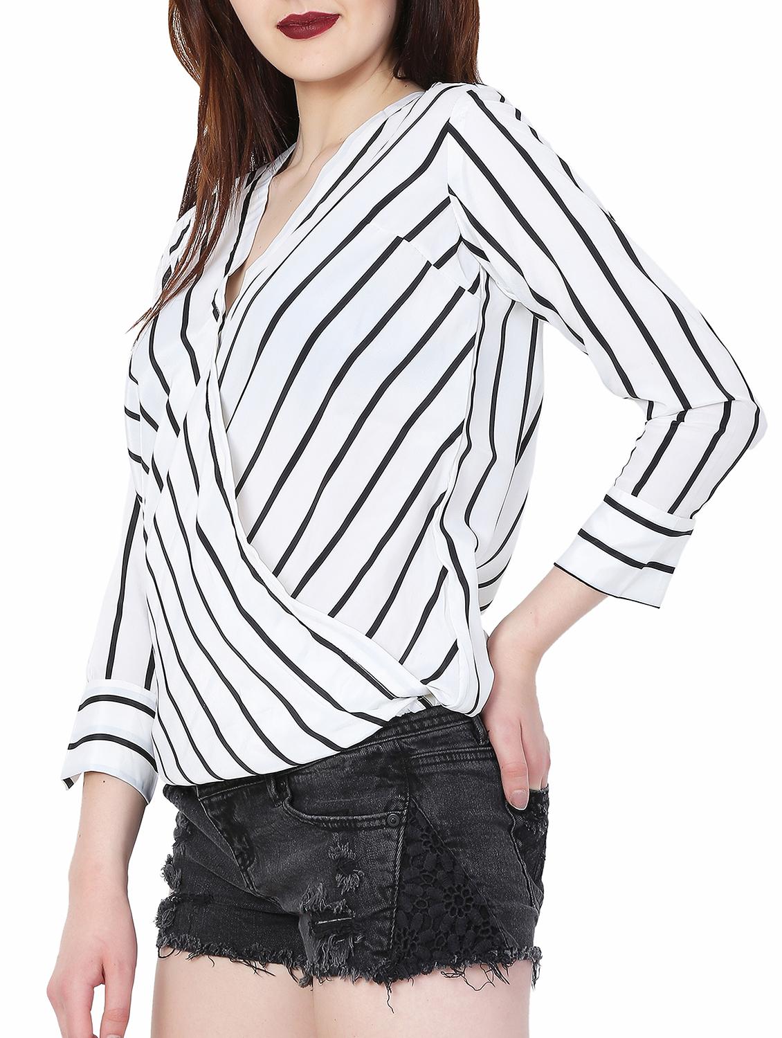 surplice striped blouson top - 15701763 - Zoom Image - 2