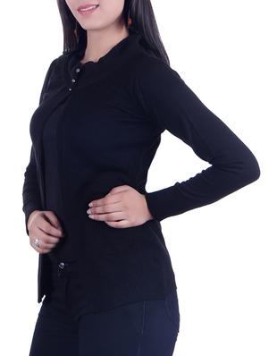 buttoned neck knitted shrug - 15701904 - Standard Image - 2