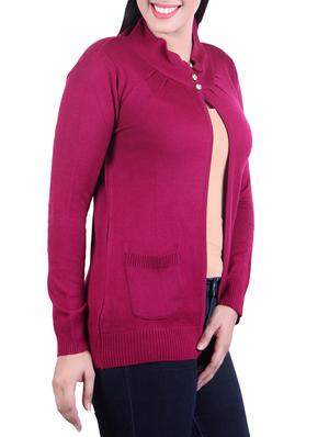 Buttoned neck knitted shrug - 15701909 - Standard Image - 2