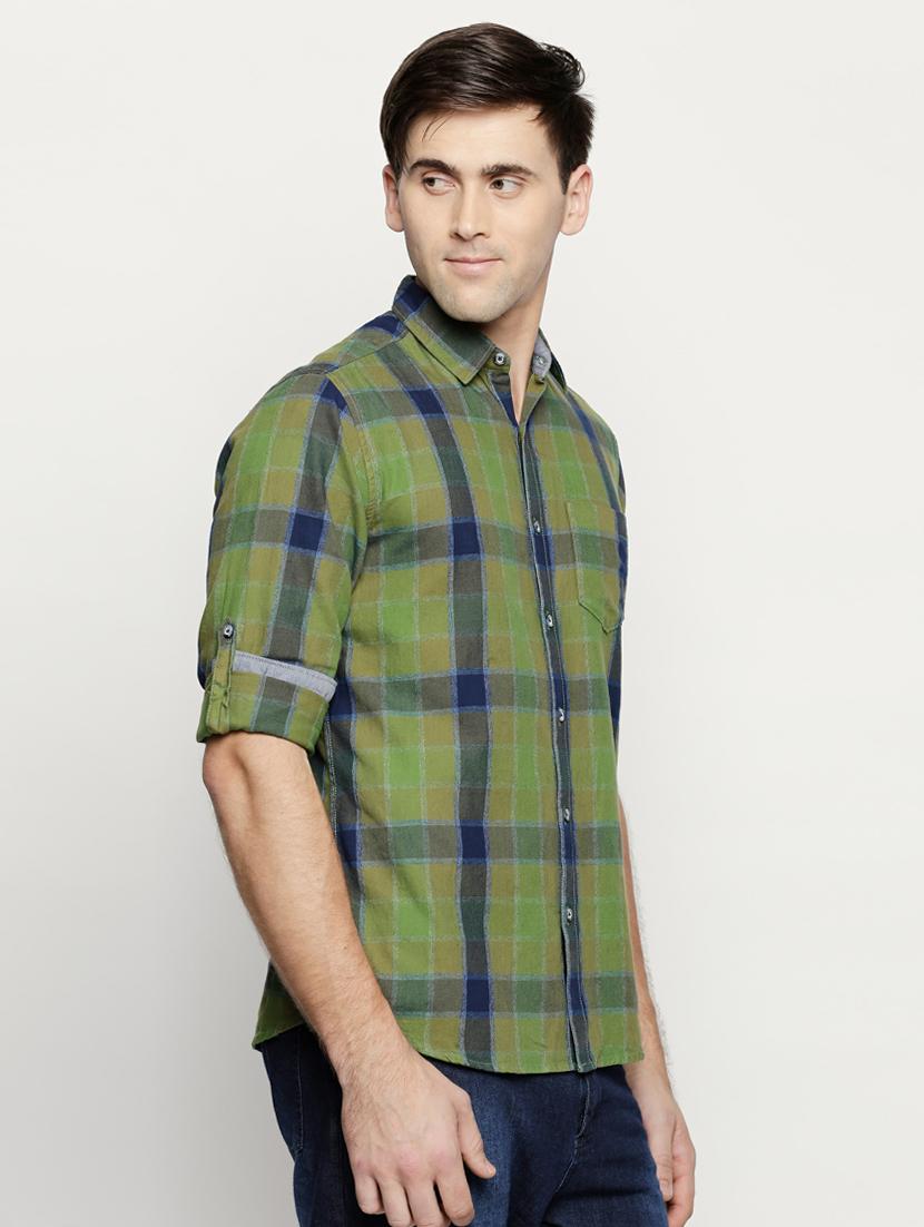 green cotton casual shirt - 15703042 - Zoom Image - 2